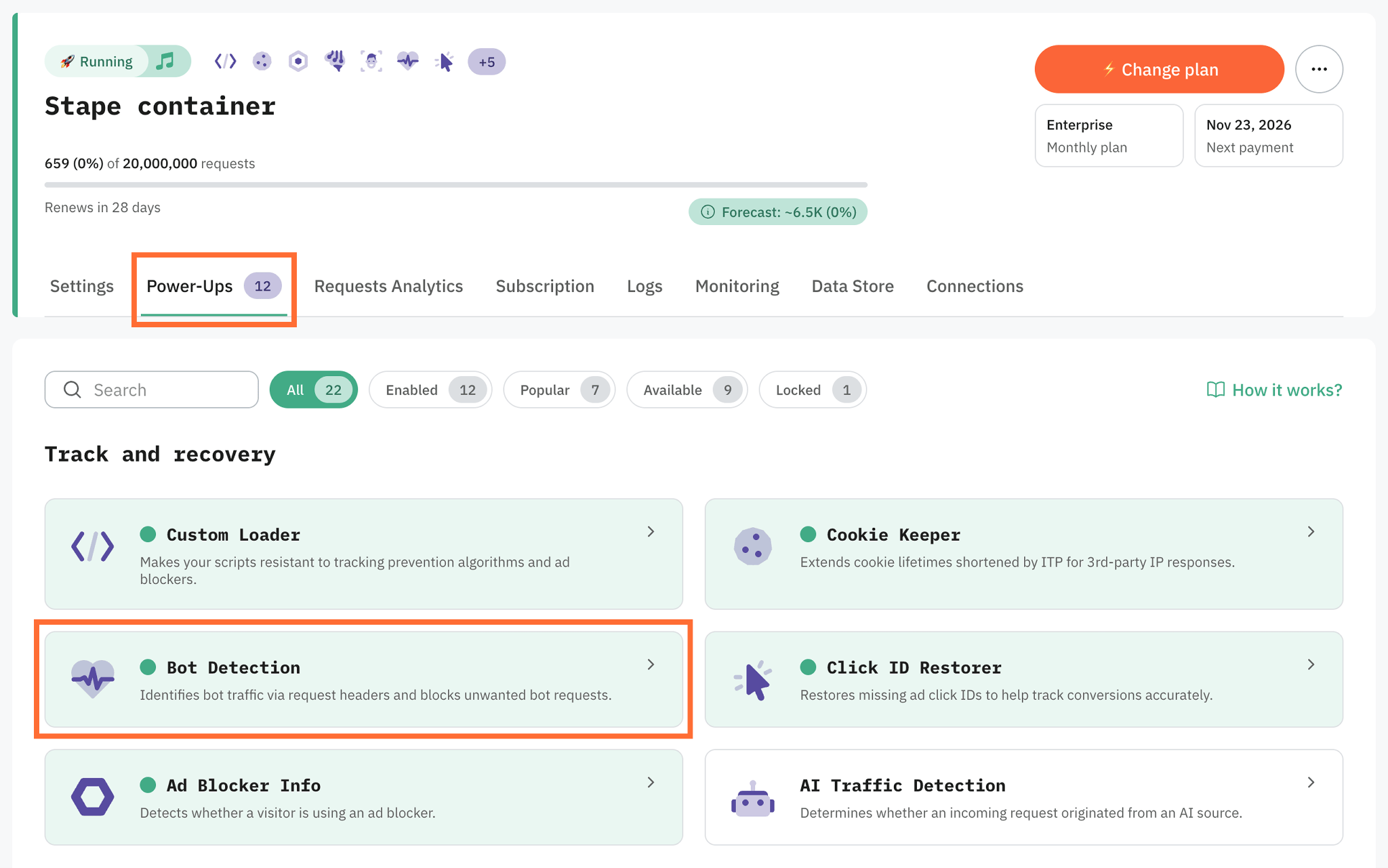 Bot Detection panel