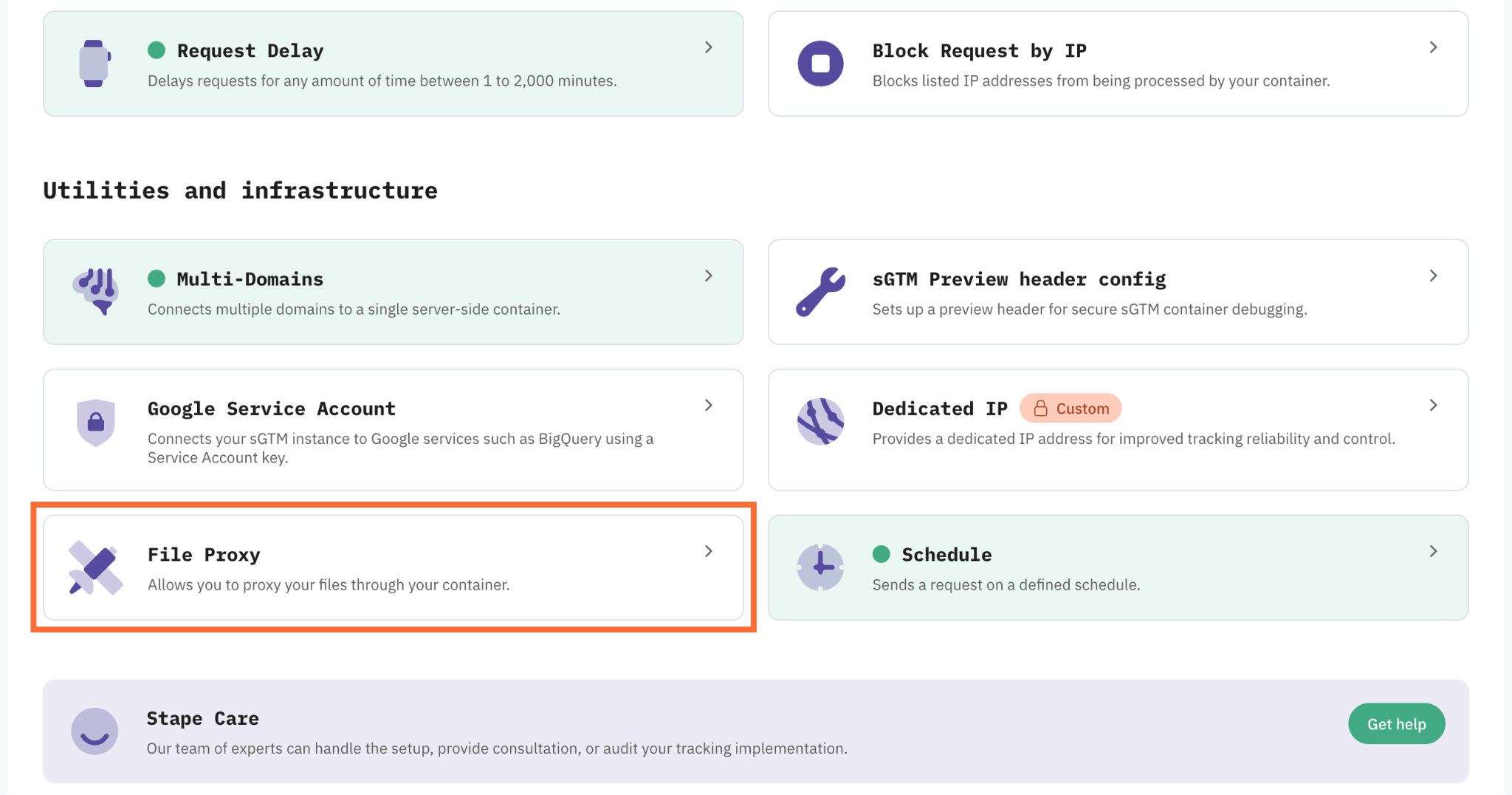 File Proxy panel