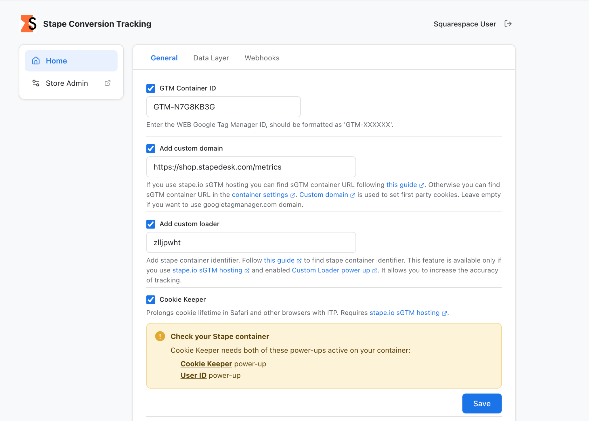 Configure the General tab