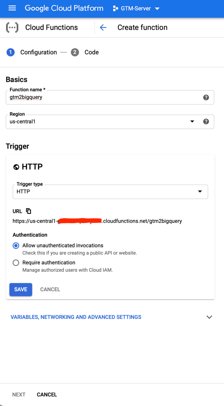 google cloud platform configuration