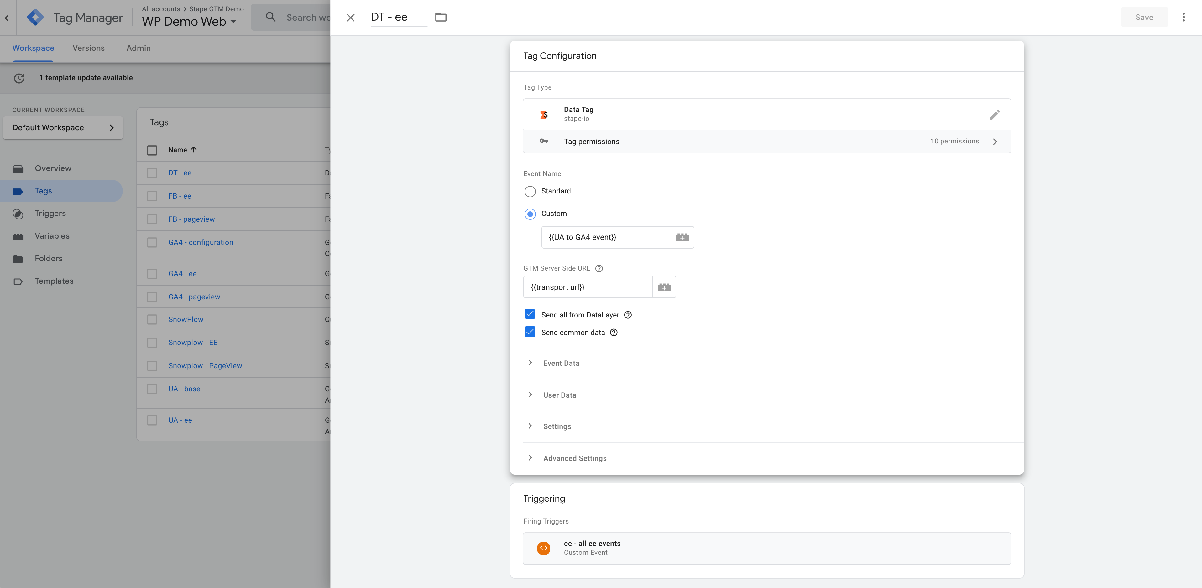 send data from web gtm to Server GTM 