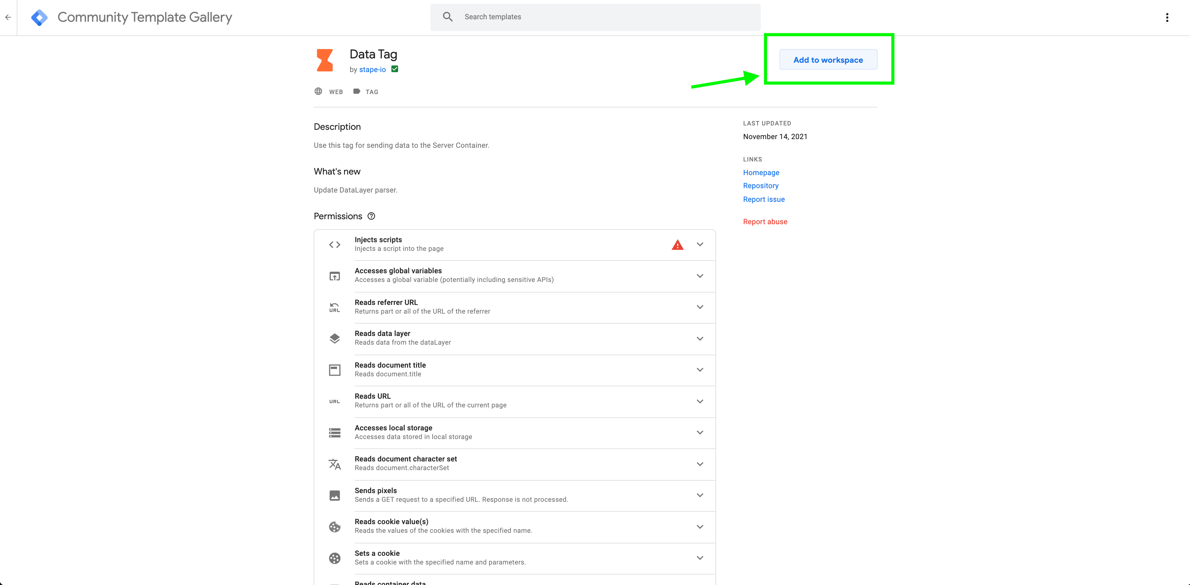add data tag to web Google Tag Manager 