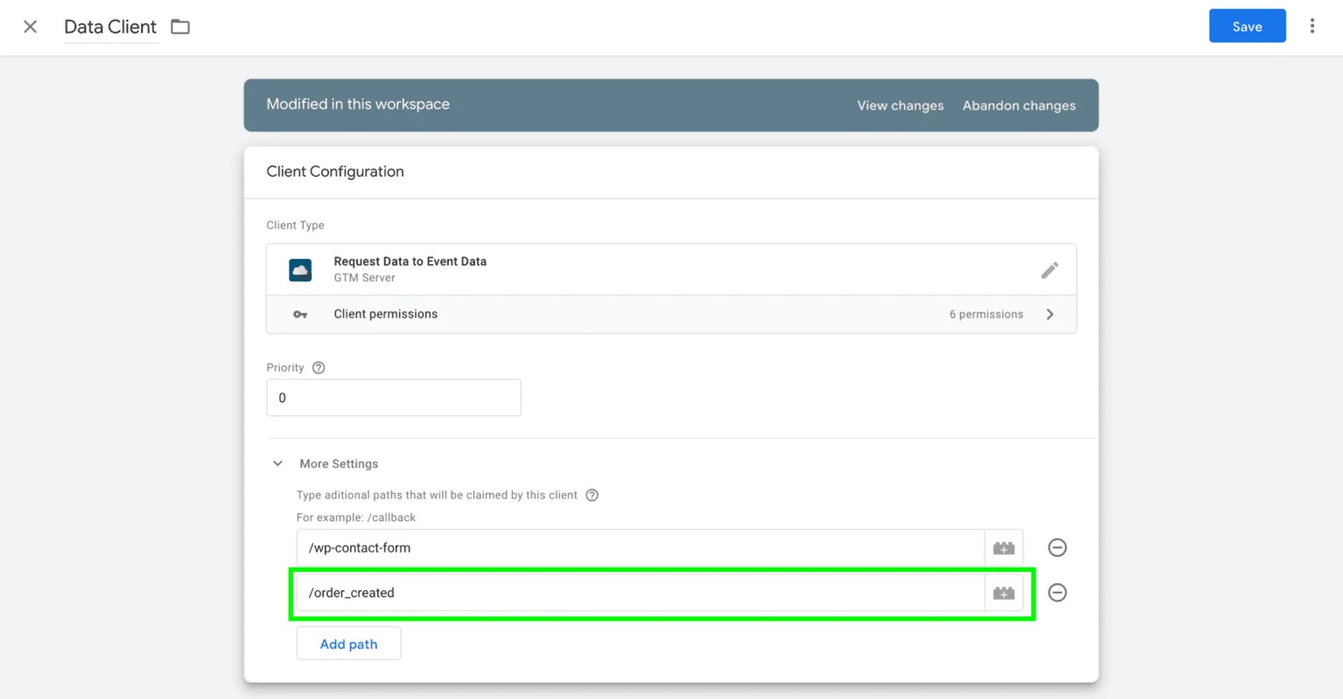 client configuration