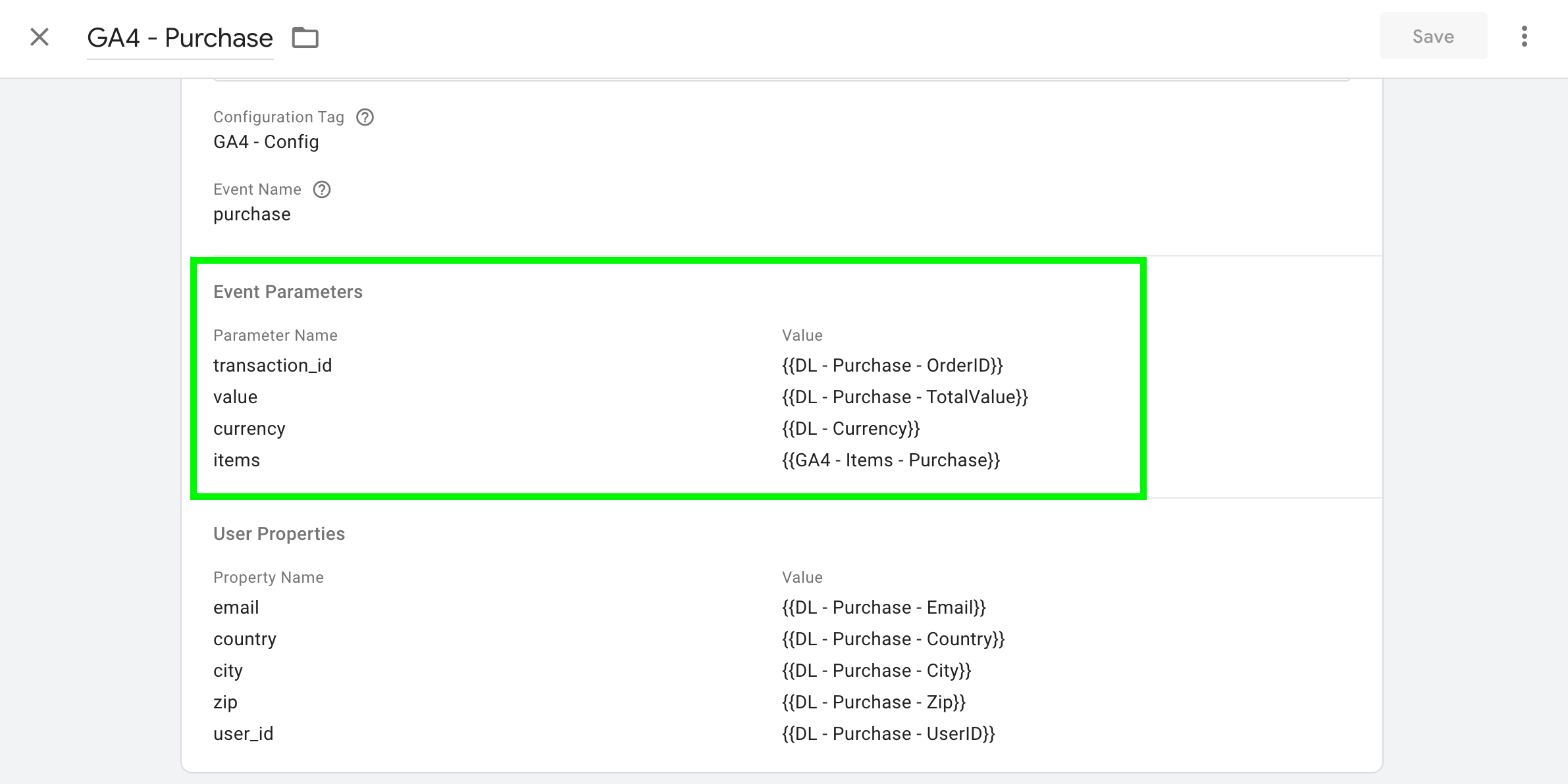 product data google analytic 4