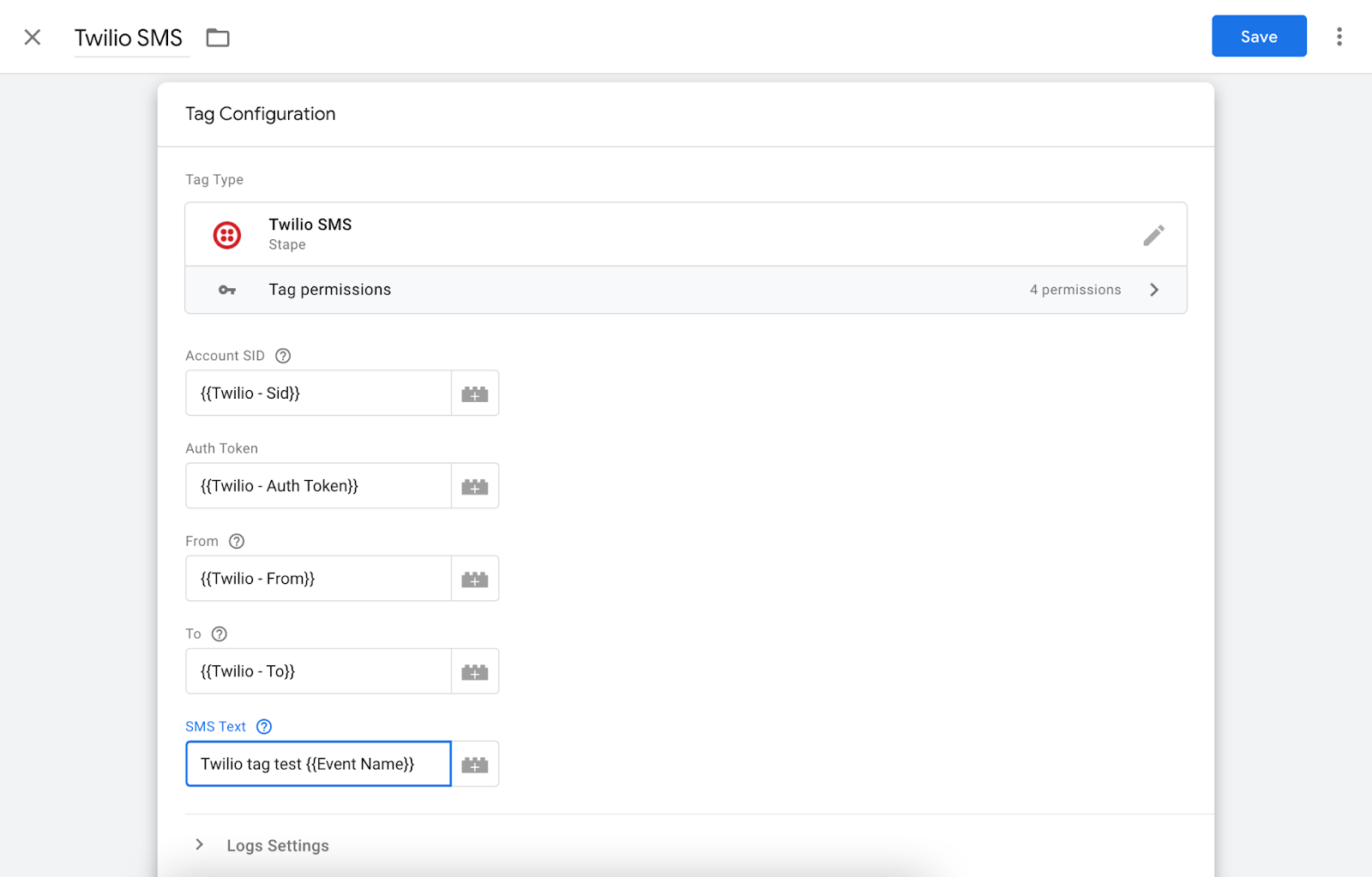 set up twilio sms tag google tag manager