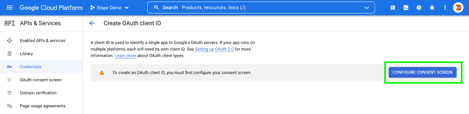 Configure Consent Screen