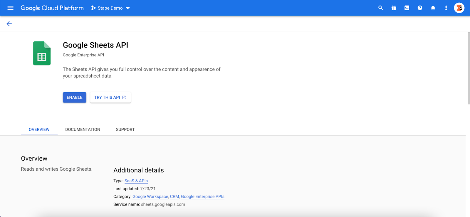 Google Sheets API 