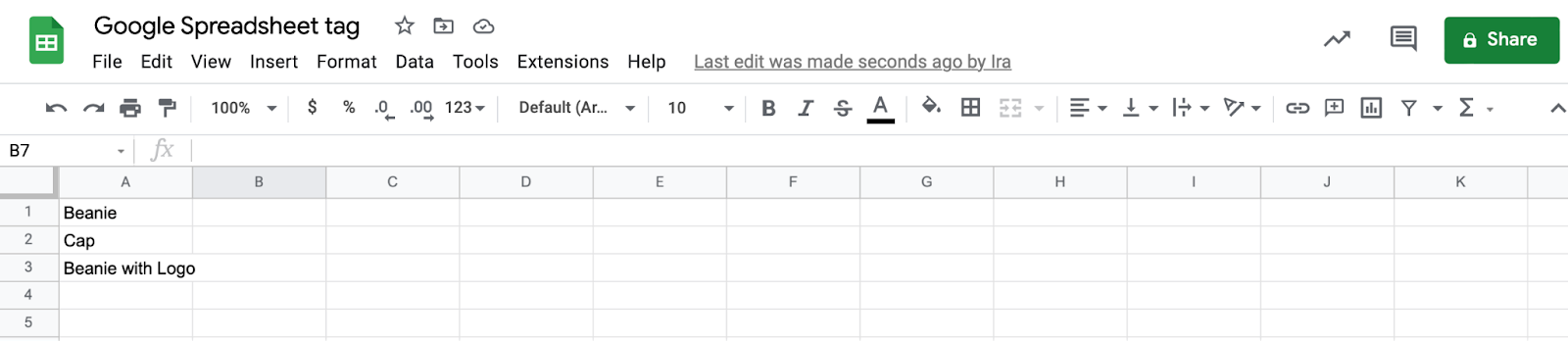 Google Sheets 