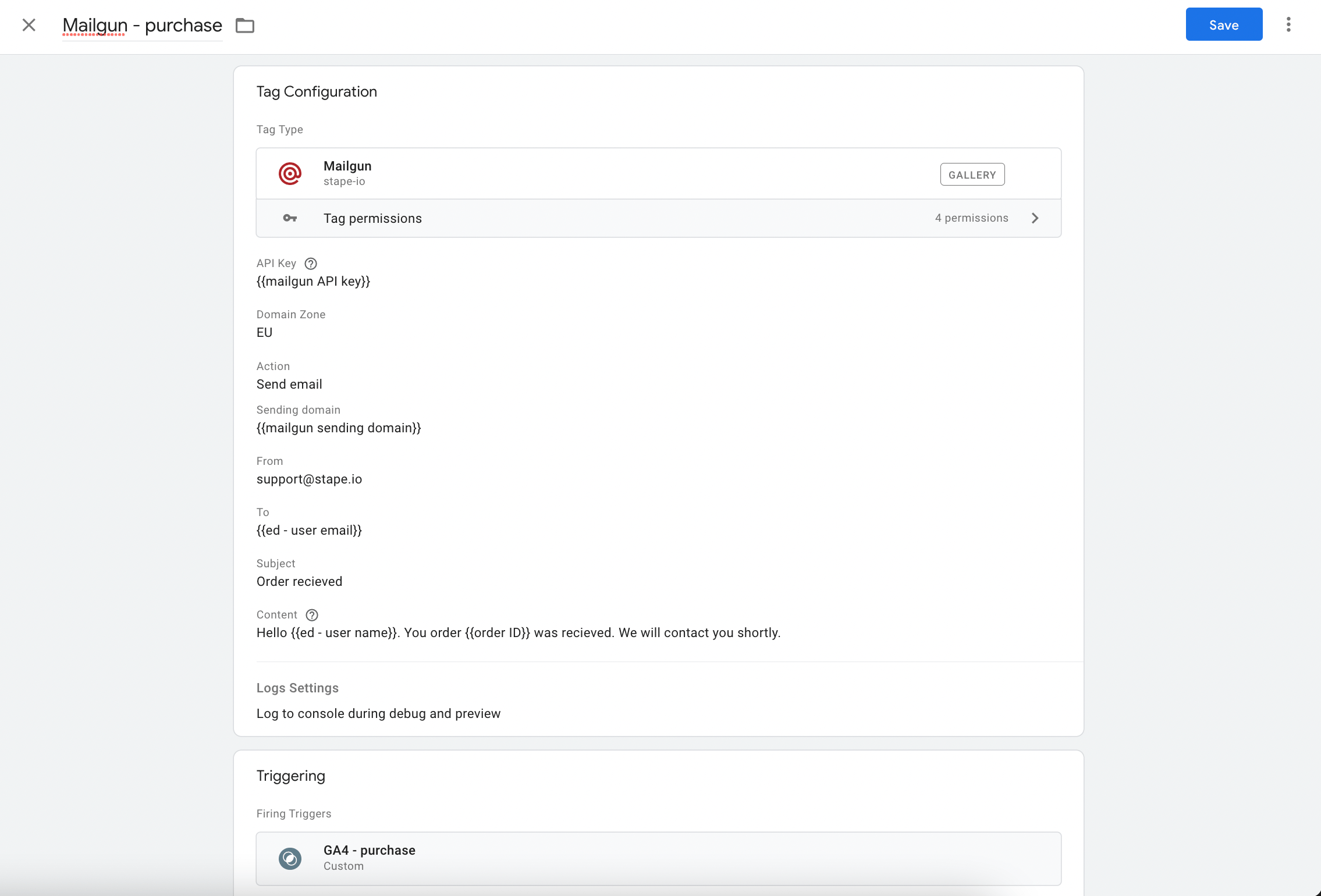 Logs Settings