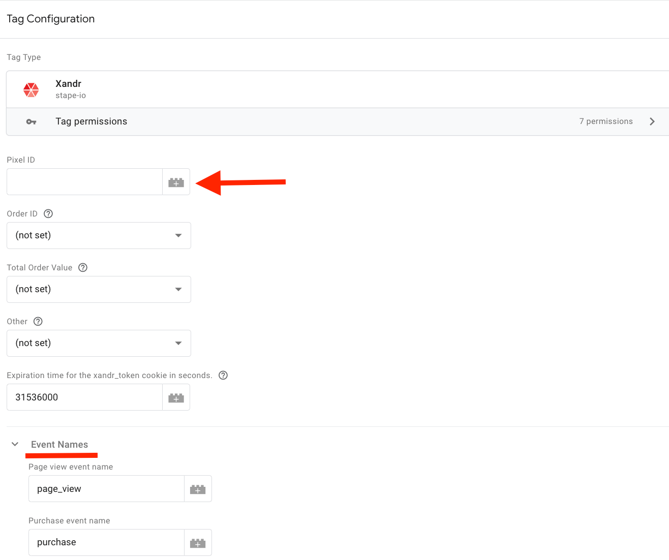 xandr tag configuration in google tag manager