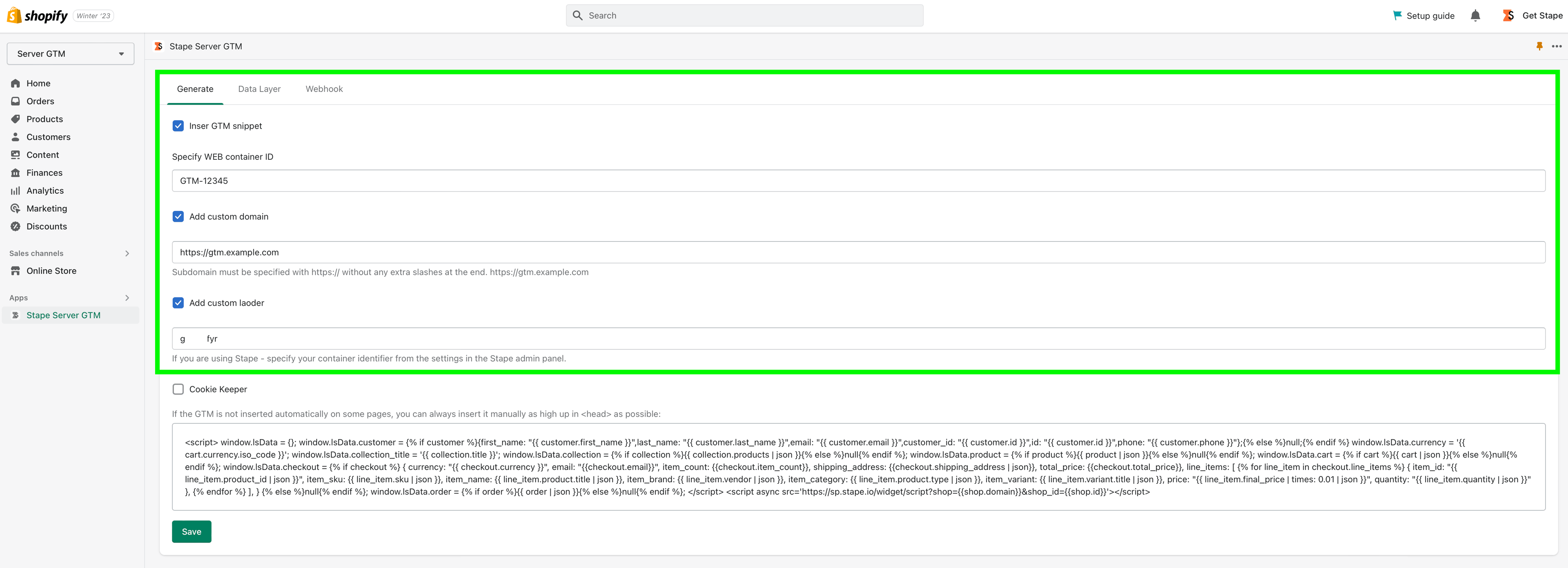 add gtm script to all pages of shopify store