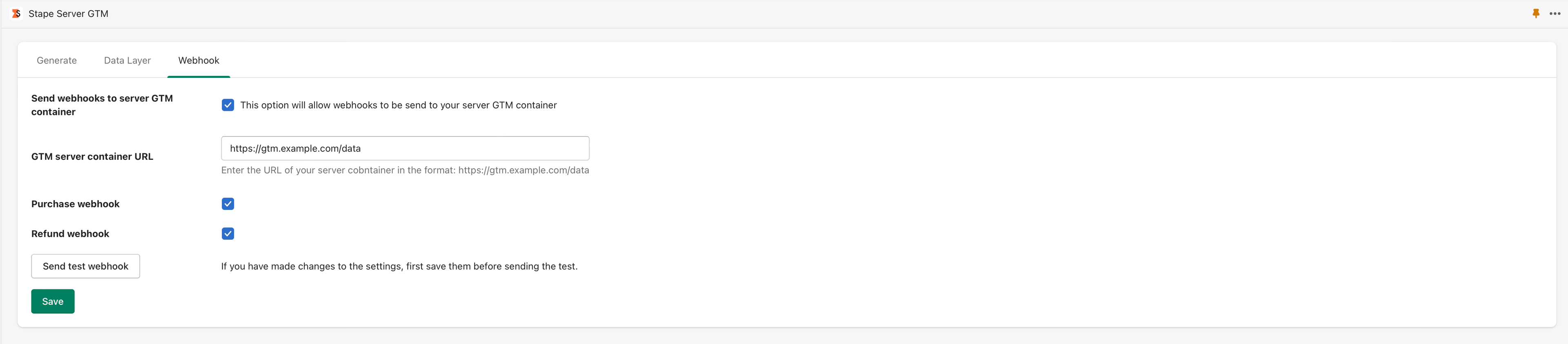 webhook tab