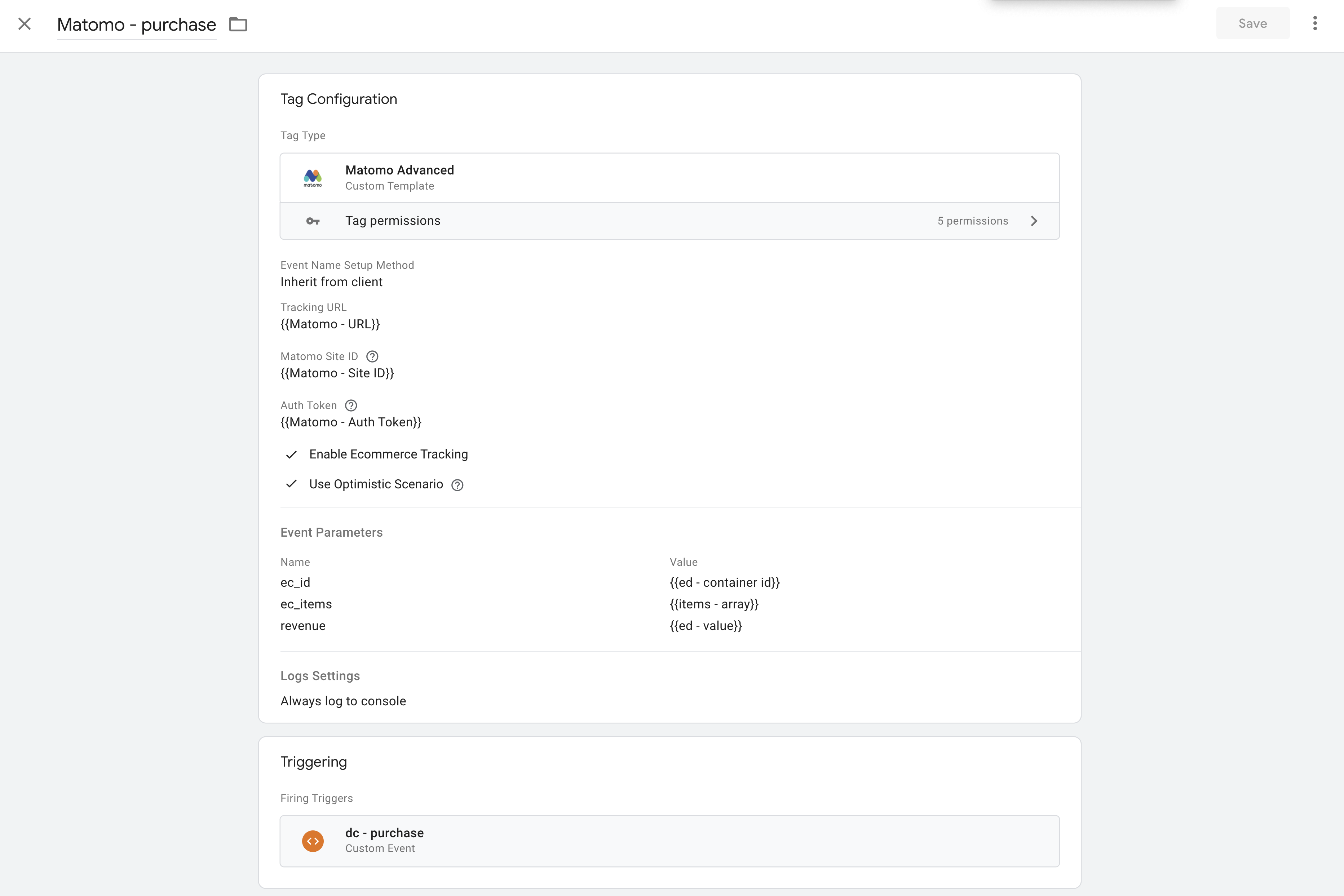 Matomo tag for server-side GTM