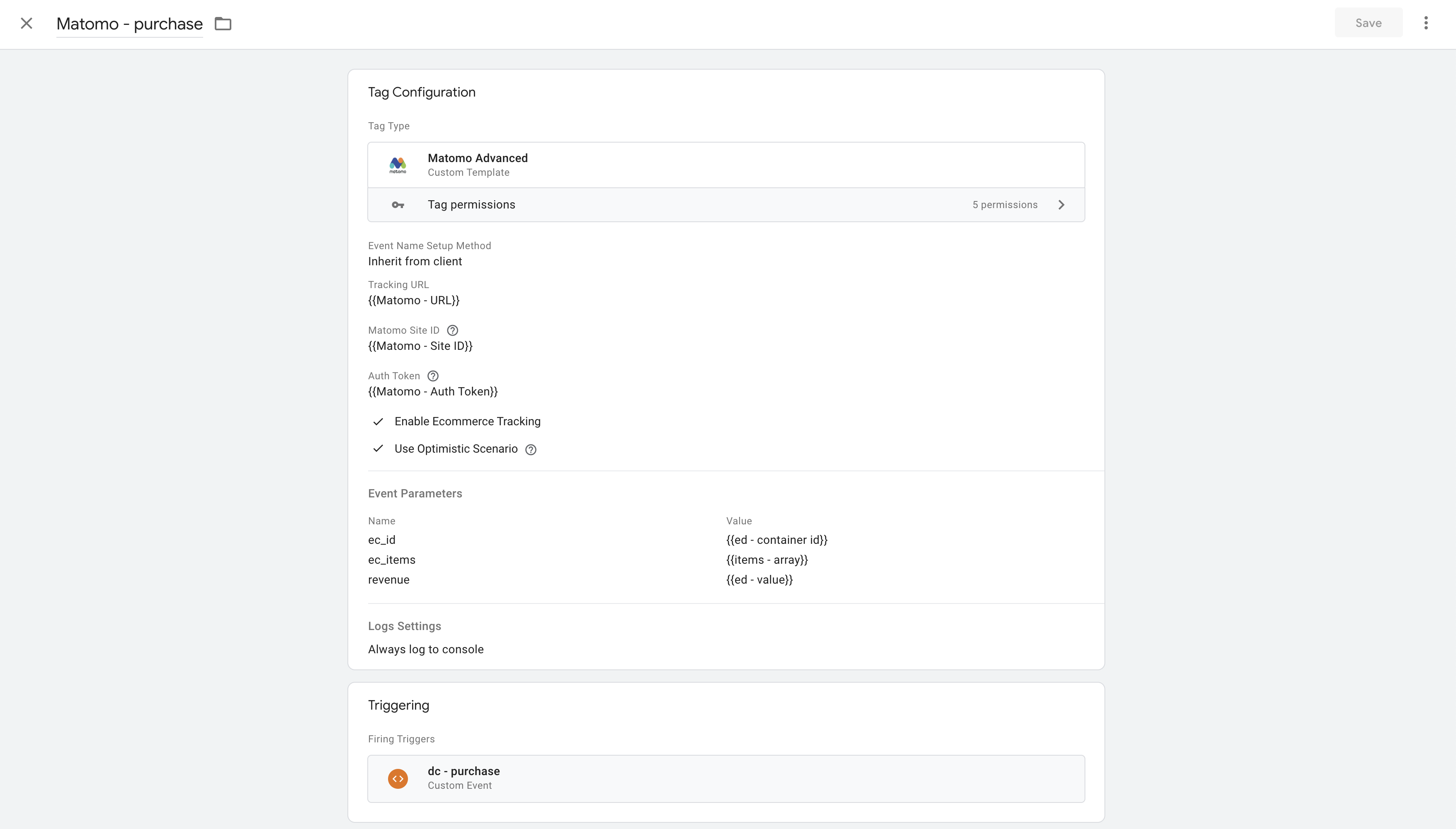 Matomo server-side e-commerce tracking