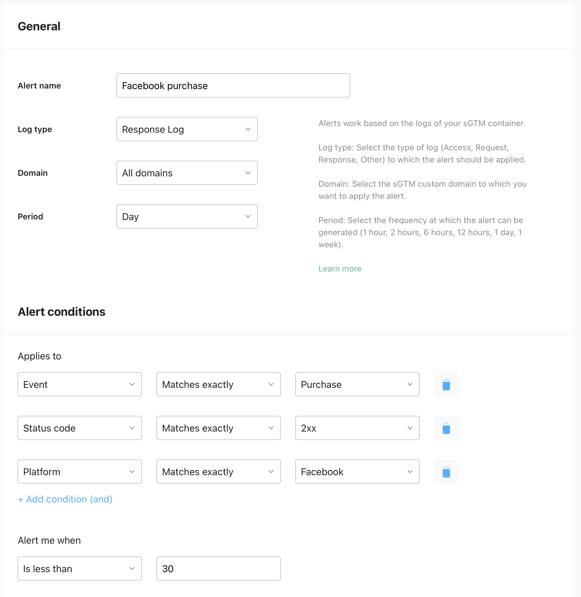 Monitoring feature configuration from Stape