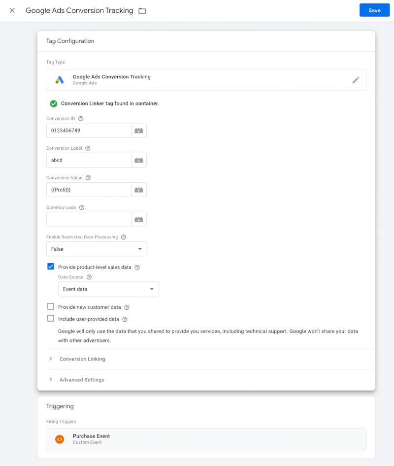 Google Ads tag - Stape