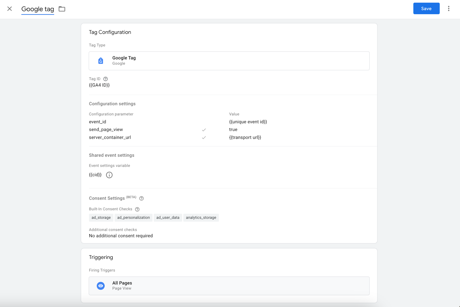 Set up or modify a Google tag configuration tag in the web GTM