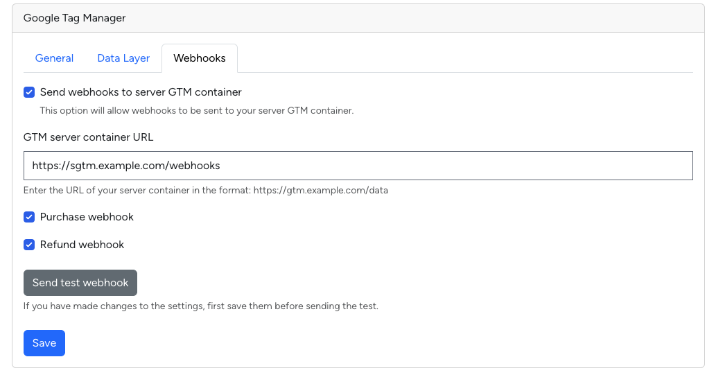 Webhooks tab