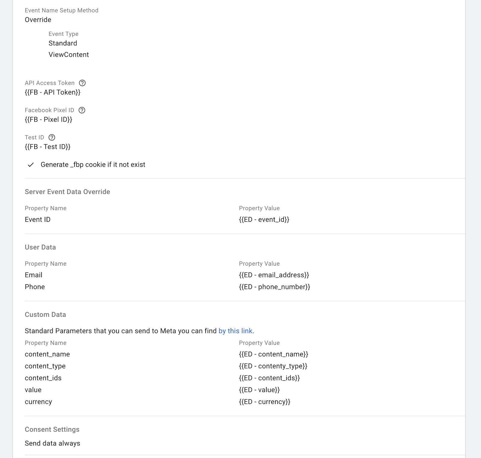 Tag configuration