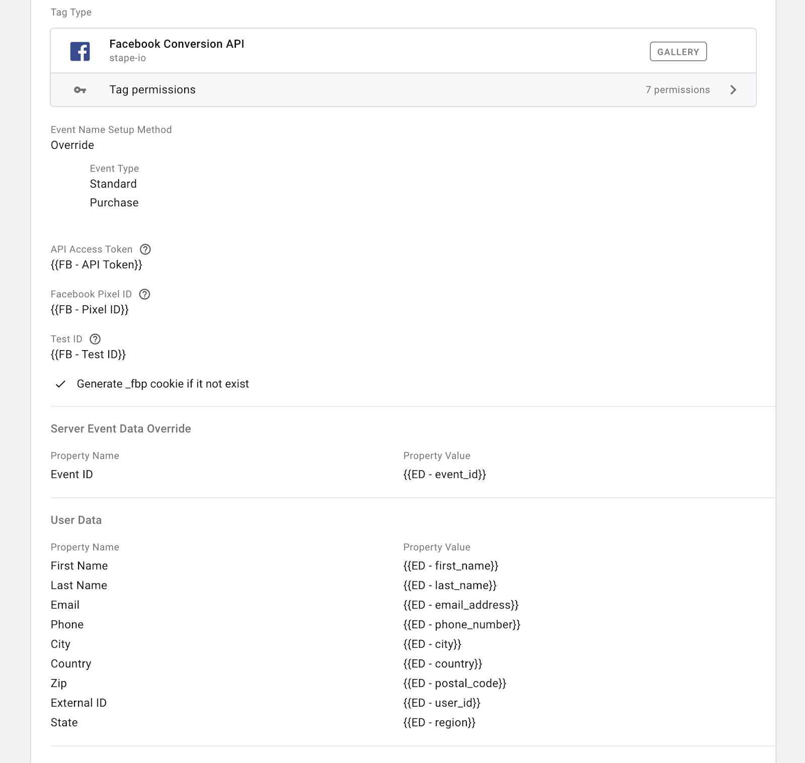 Add data to the server-side Facebook event