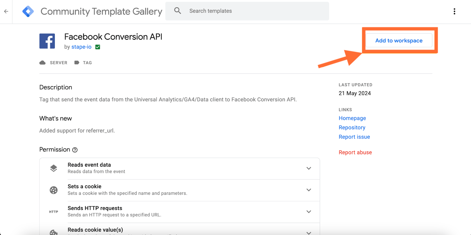 Facebook Conversions API tag for server GTM