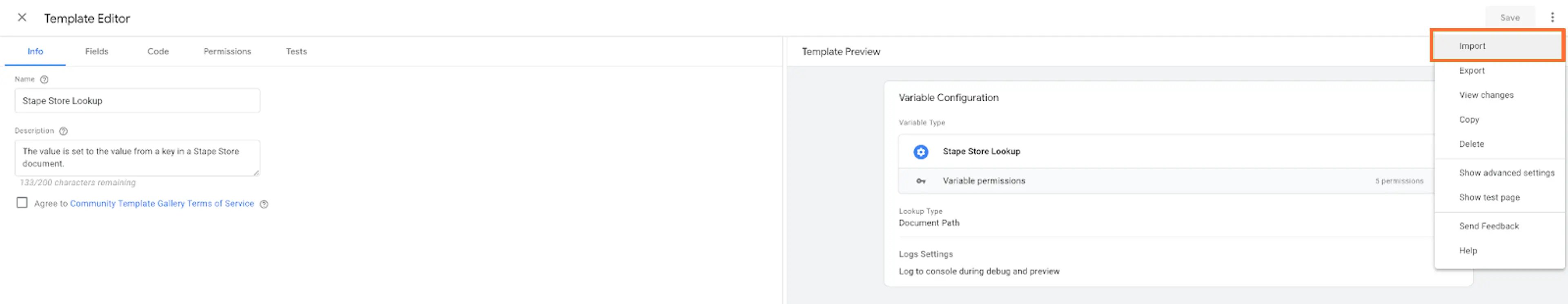 stape store lookup variable