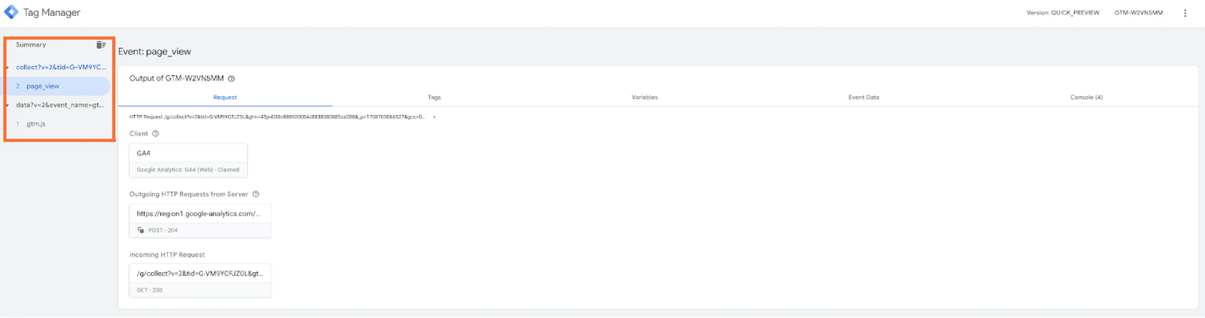 Summary tab