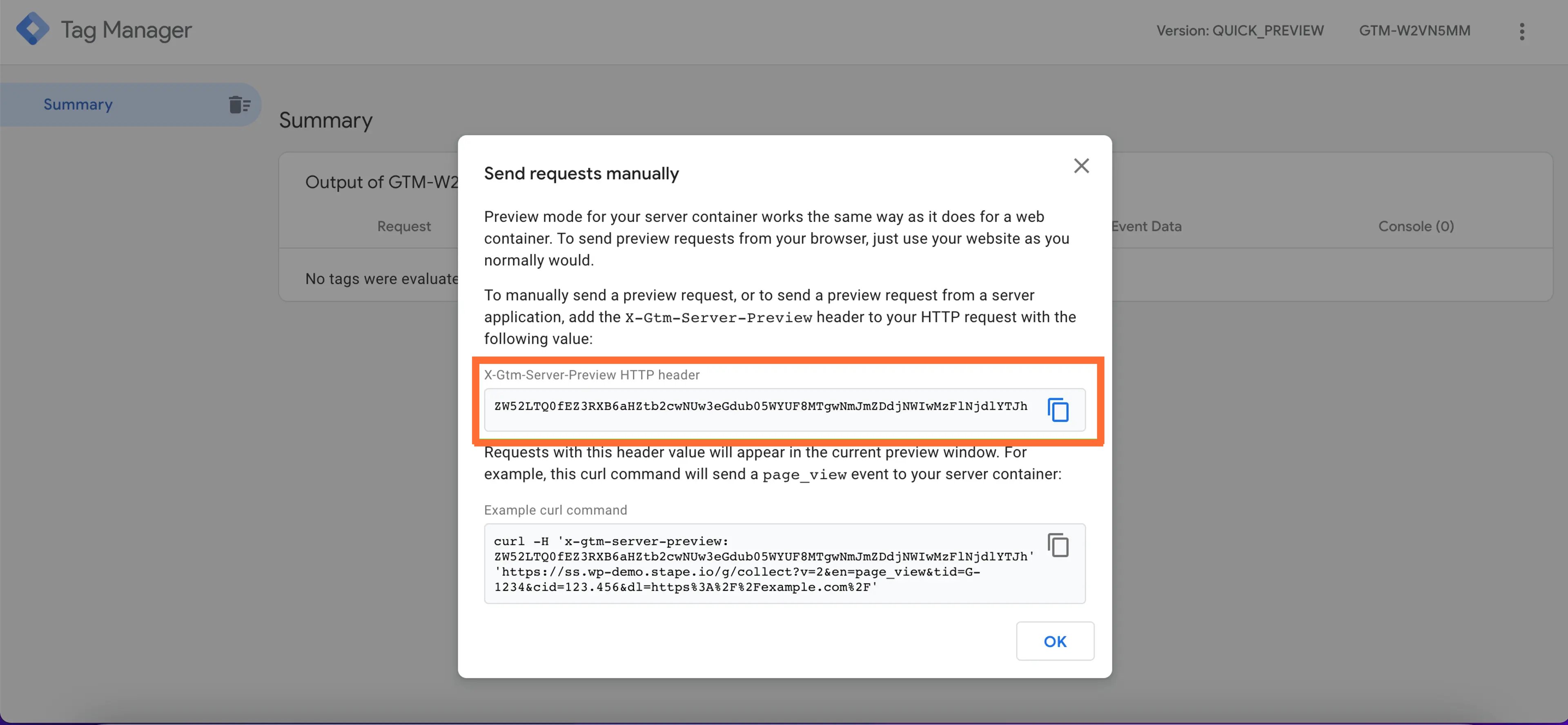 Send requests manually sGTM