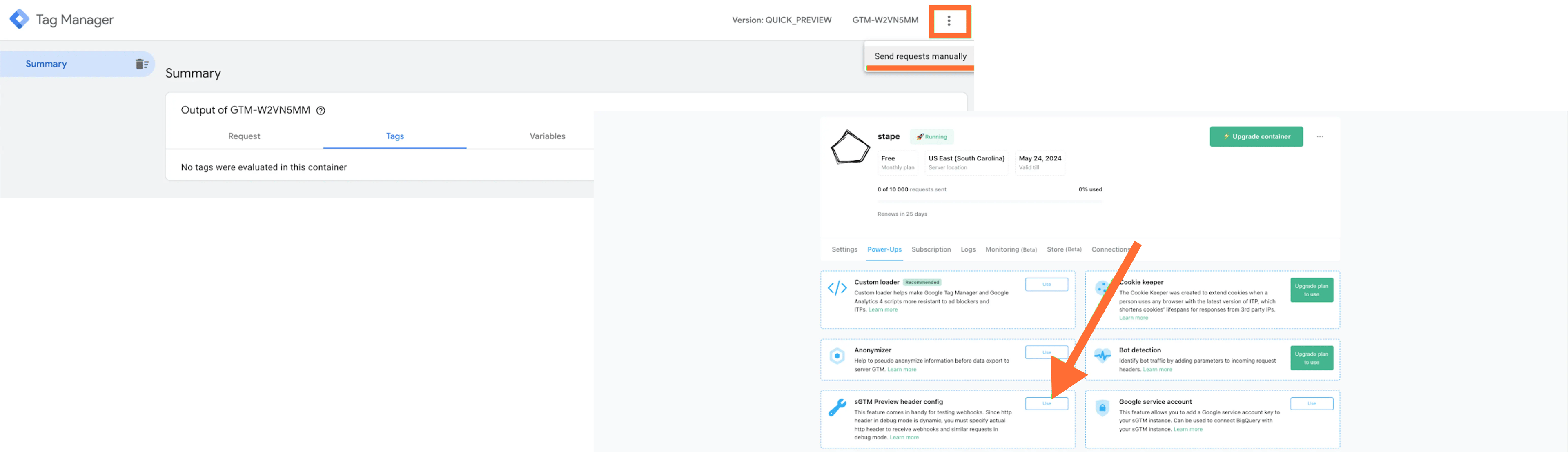 Preview HTTP header - Stape