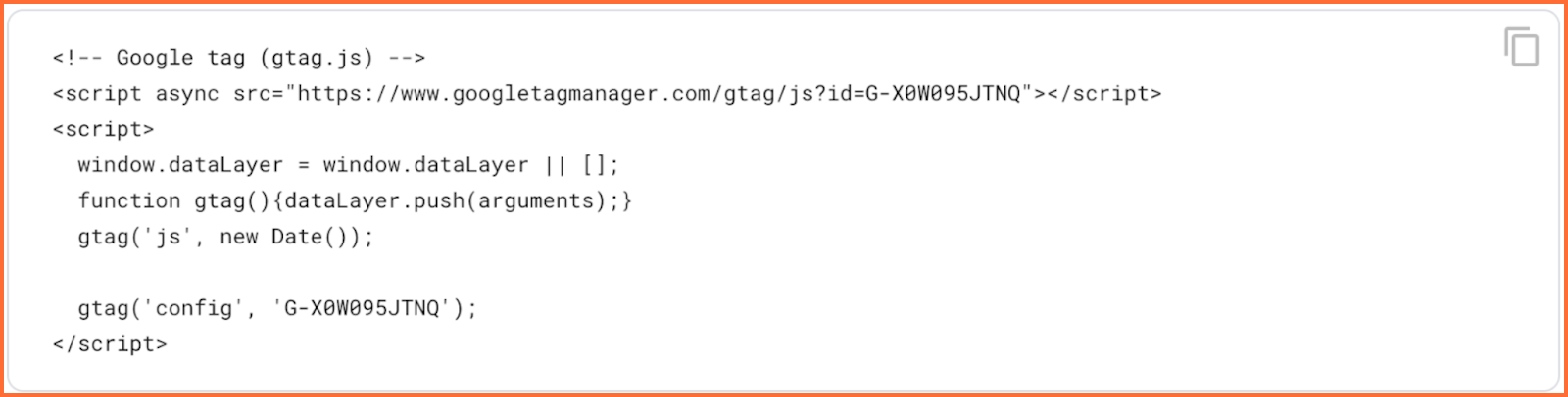 inline code with gtag initialization