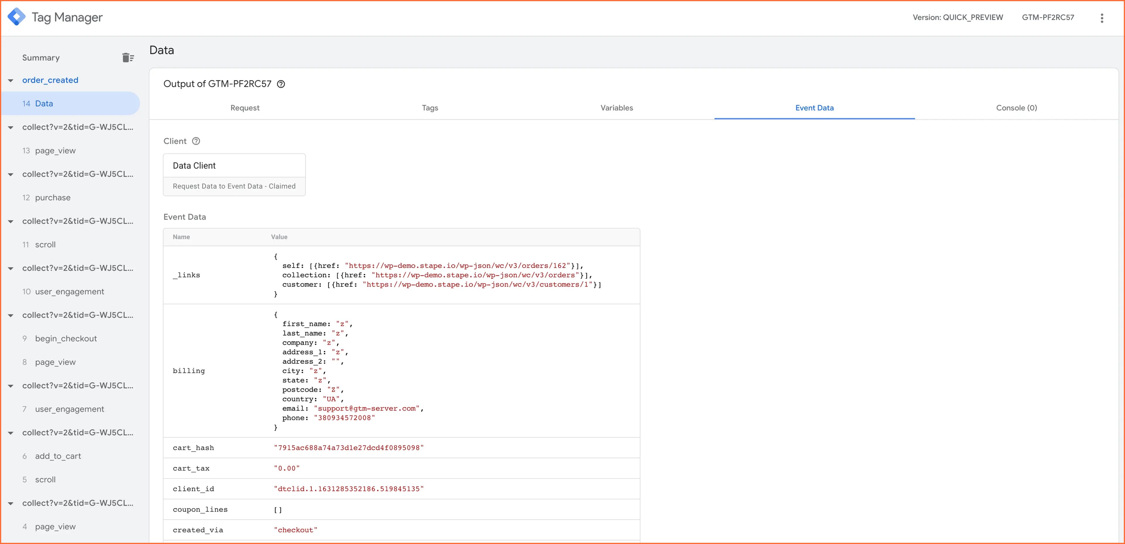 GTM server preview mode