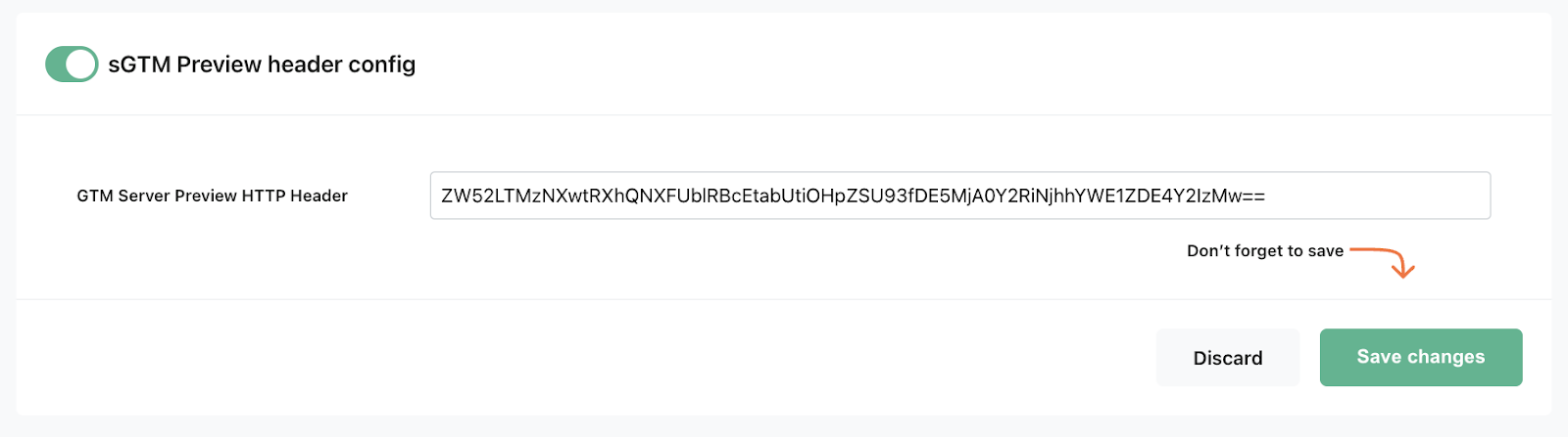 sGTM Preview Header config