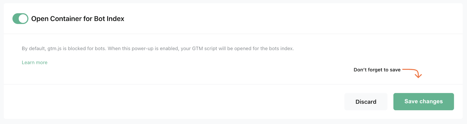 Open Container for Bot Index