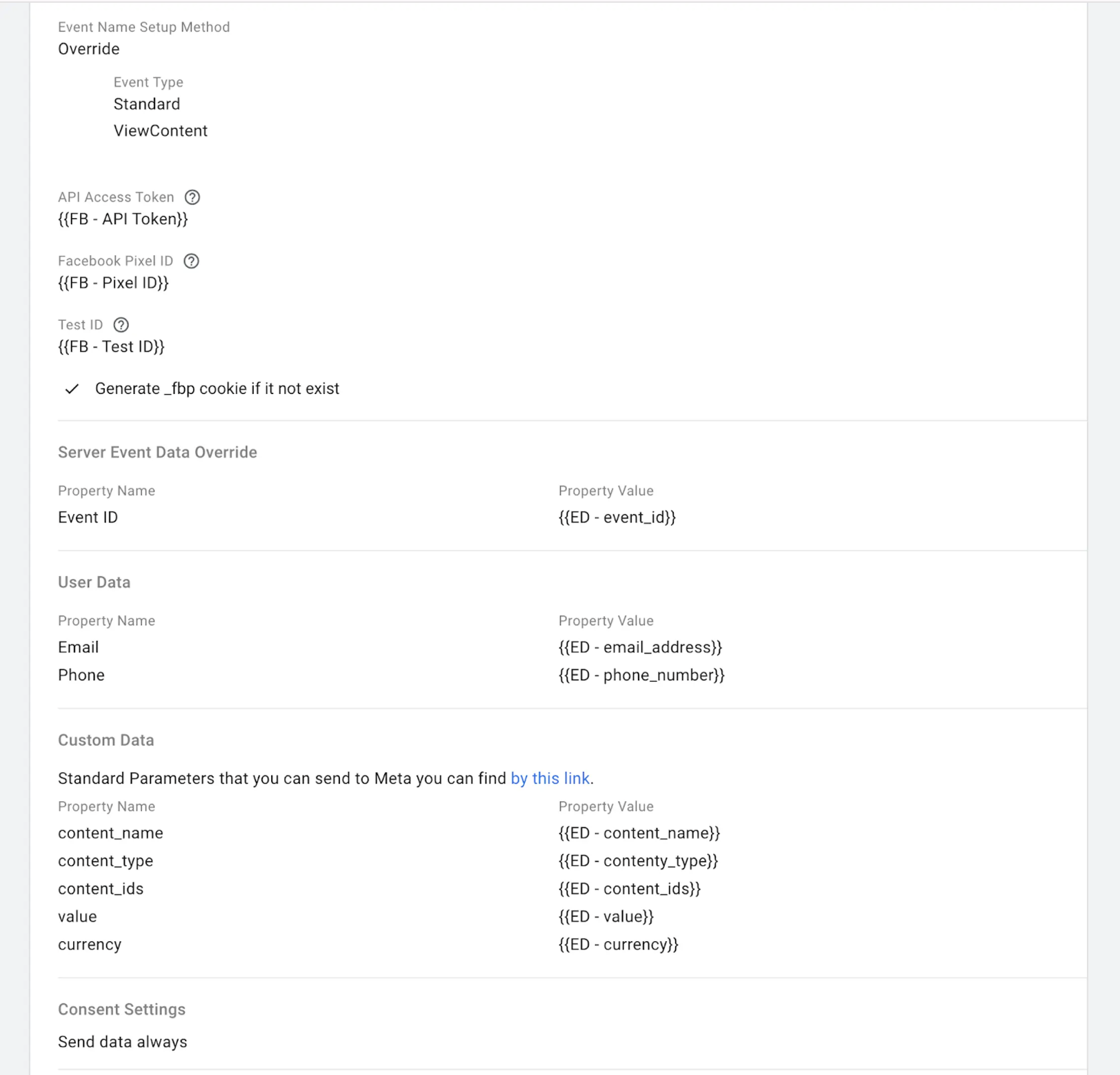 Tag configuration