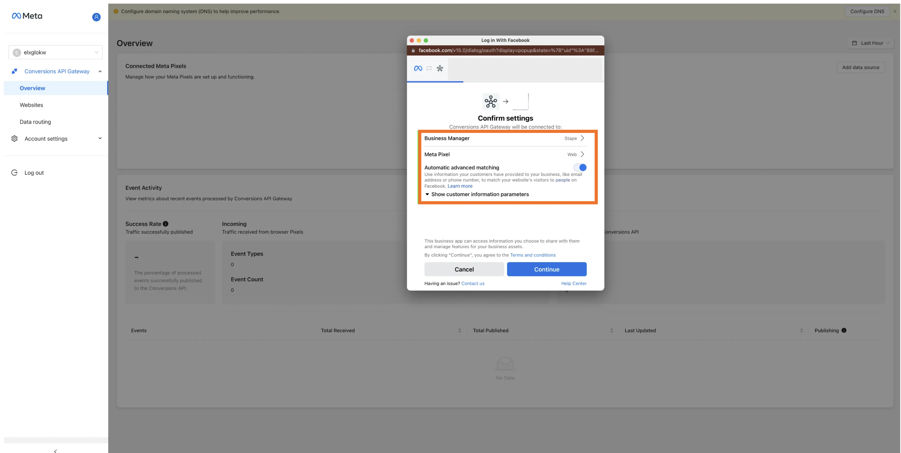 Increase event match quality for Meta Conversions API Gateway