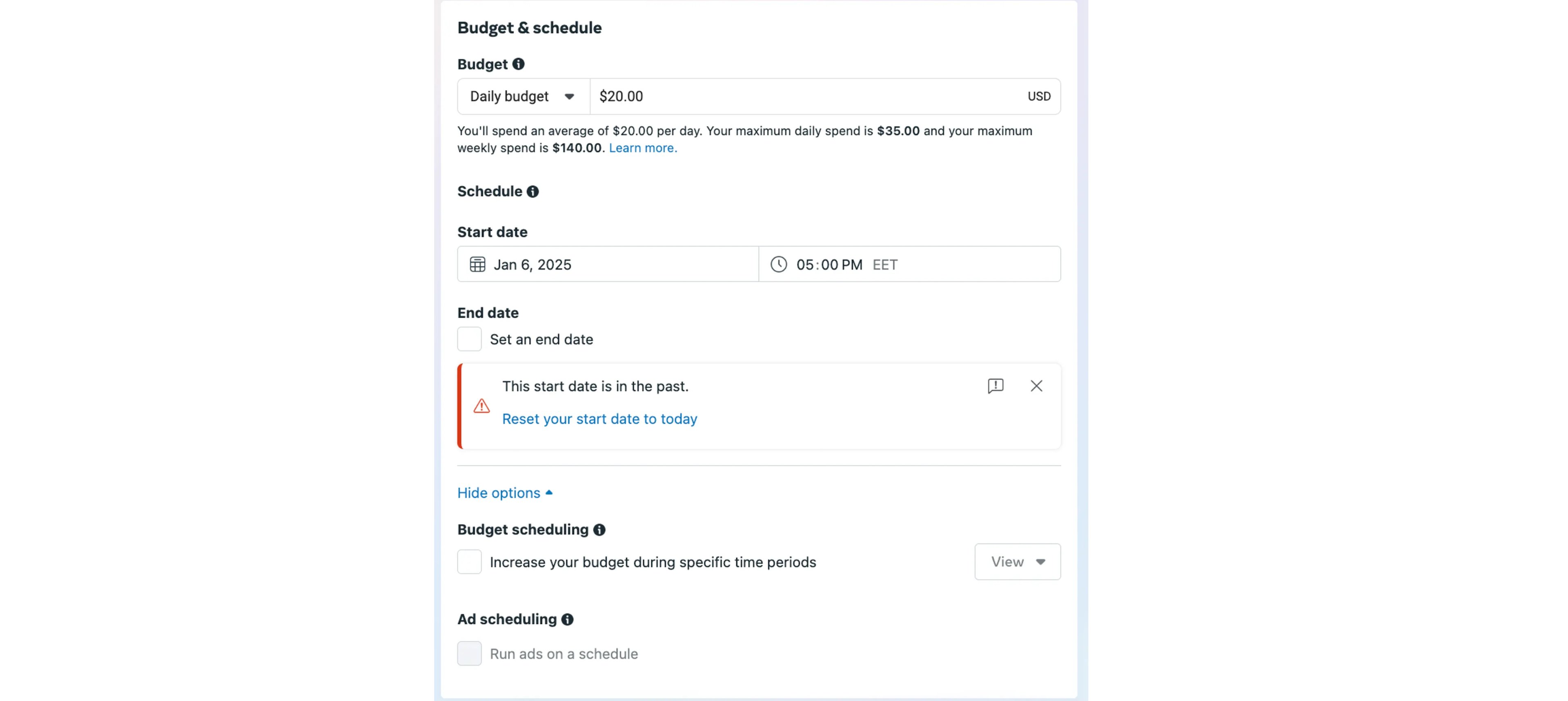 Budget and schedule