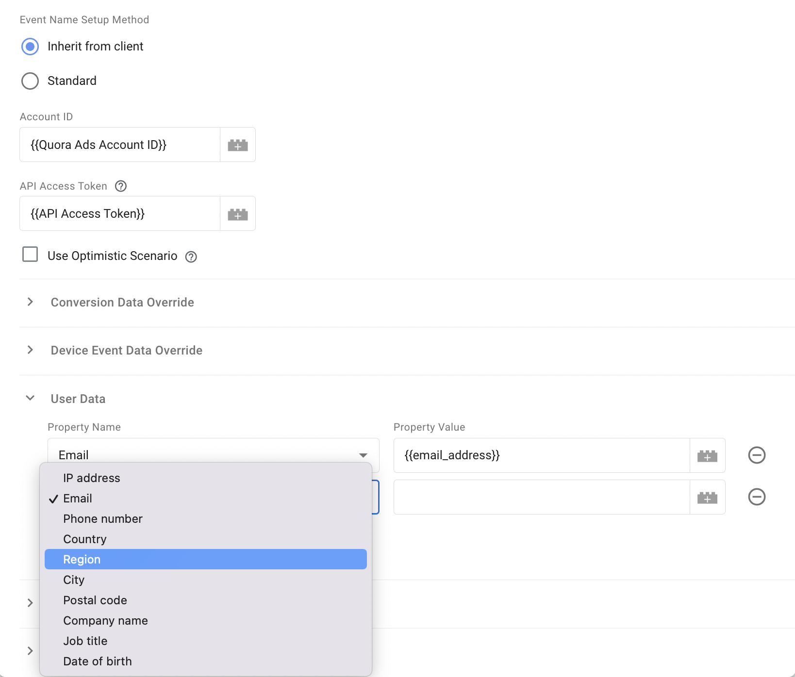 Add user data