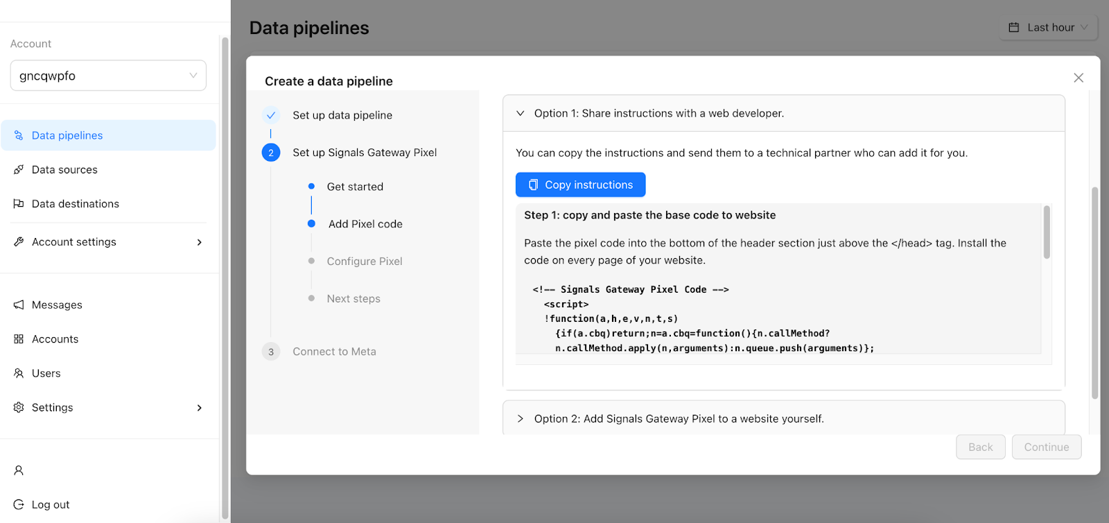 Comparta instrucciones con un desarrollador web.