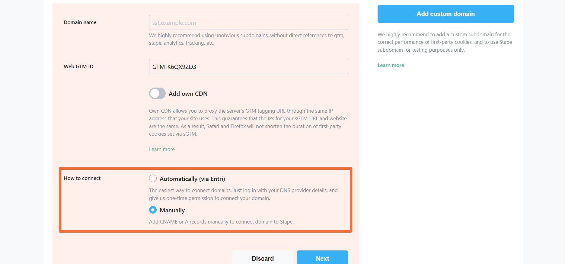 Two ways of adding a custom domain