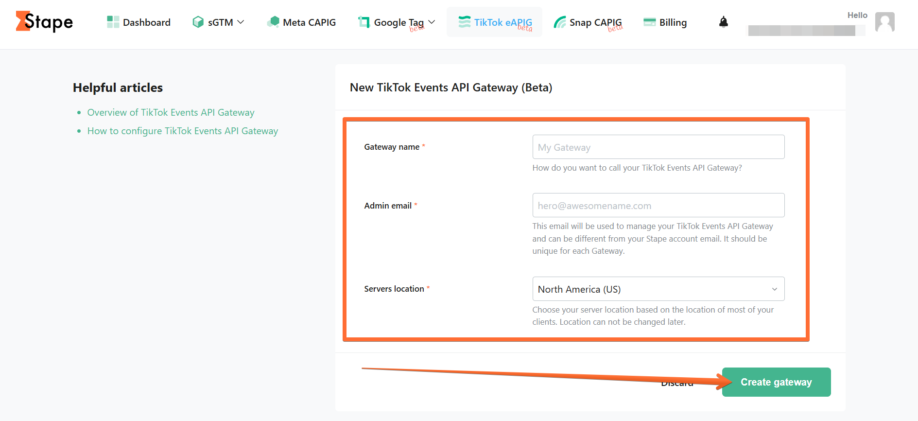 Fill in the required fields