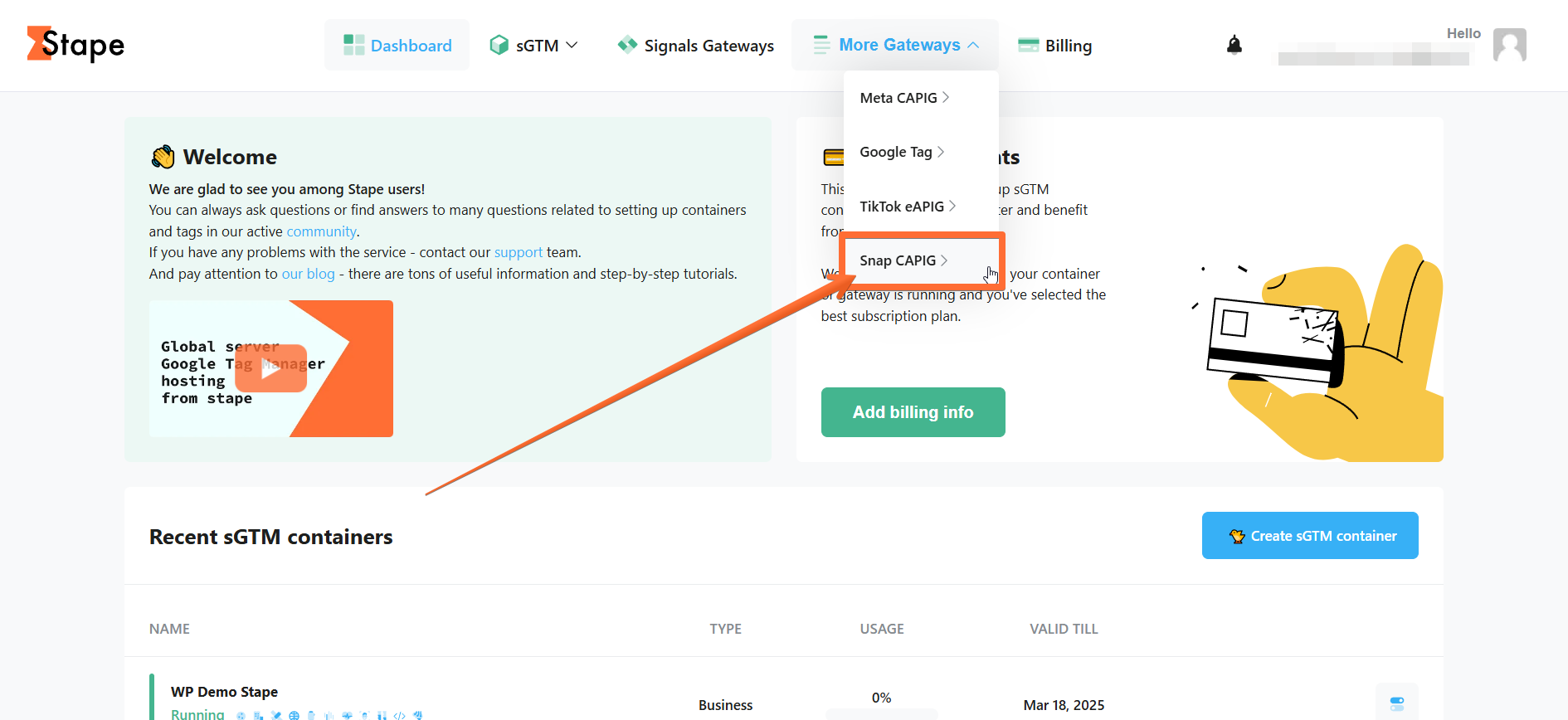 Open the Snapchat Conversions API Gateway page