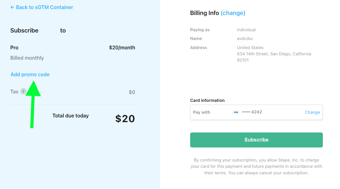 Click Add promo code