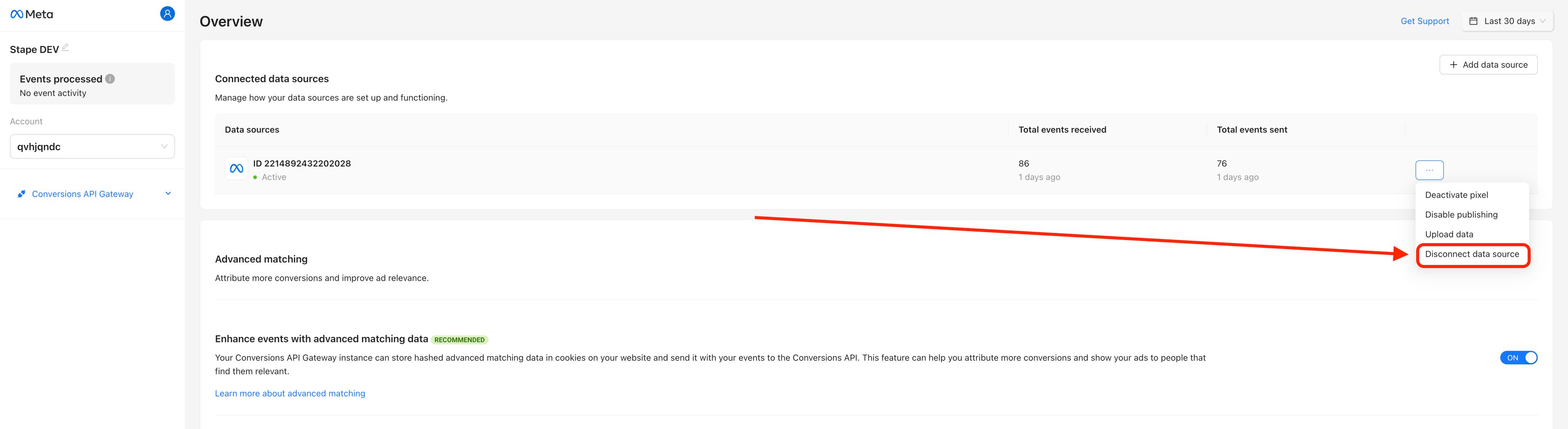 Select Disconnect data source