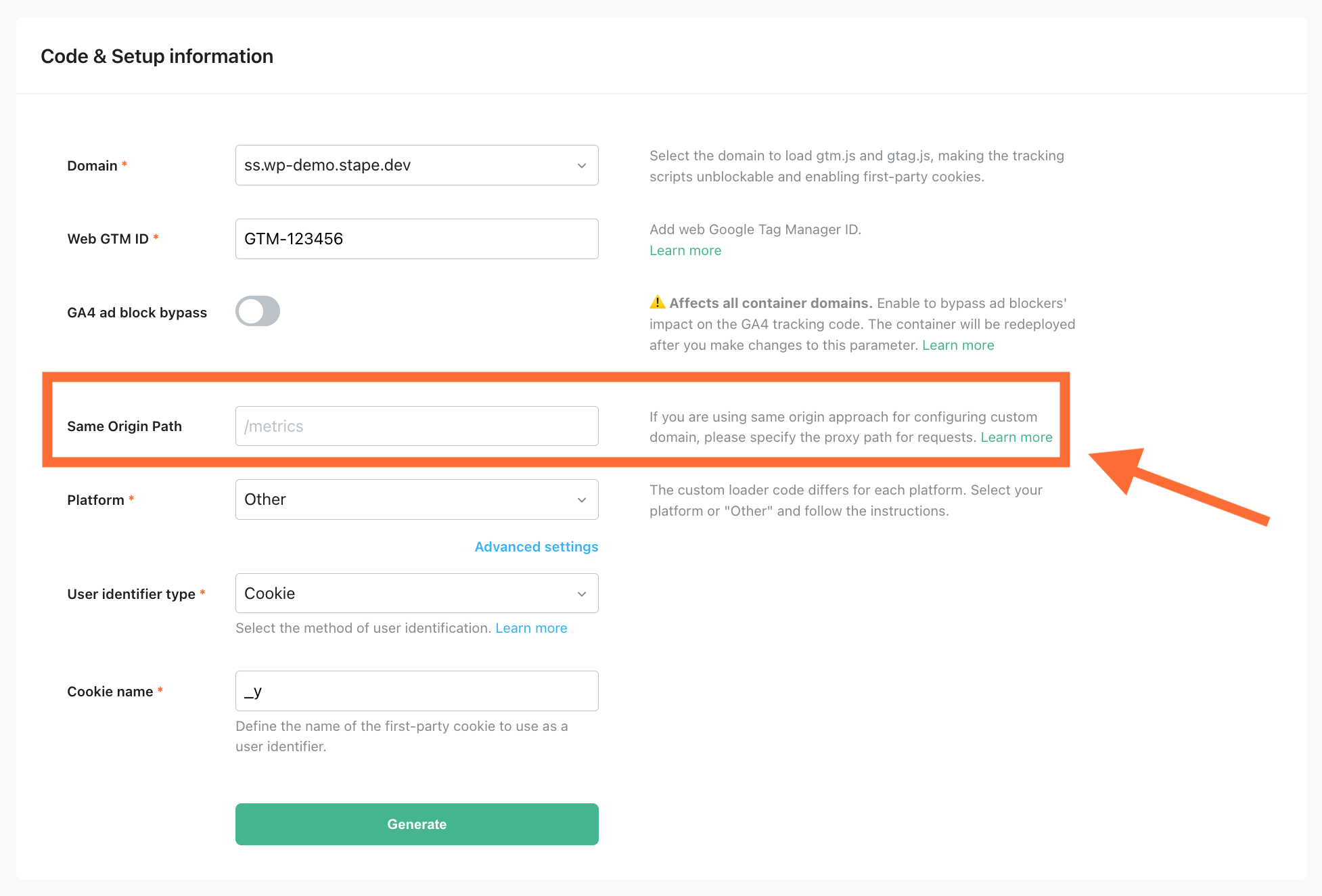 Same Origin option