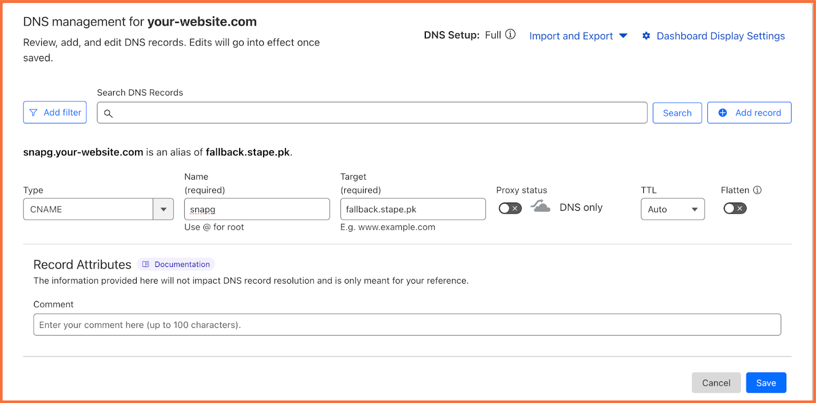 Log in to your DNS provider and set records
