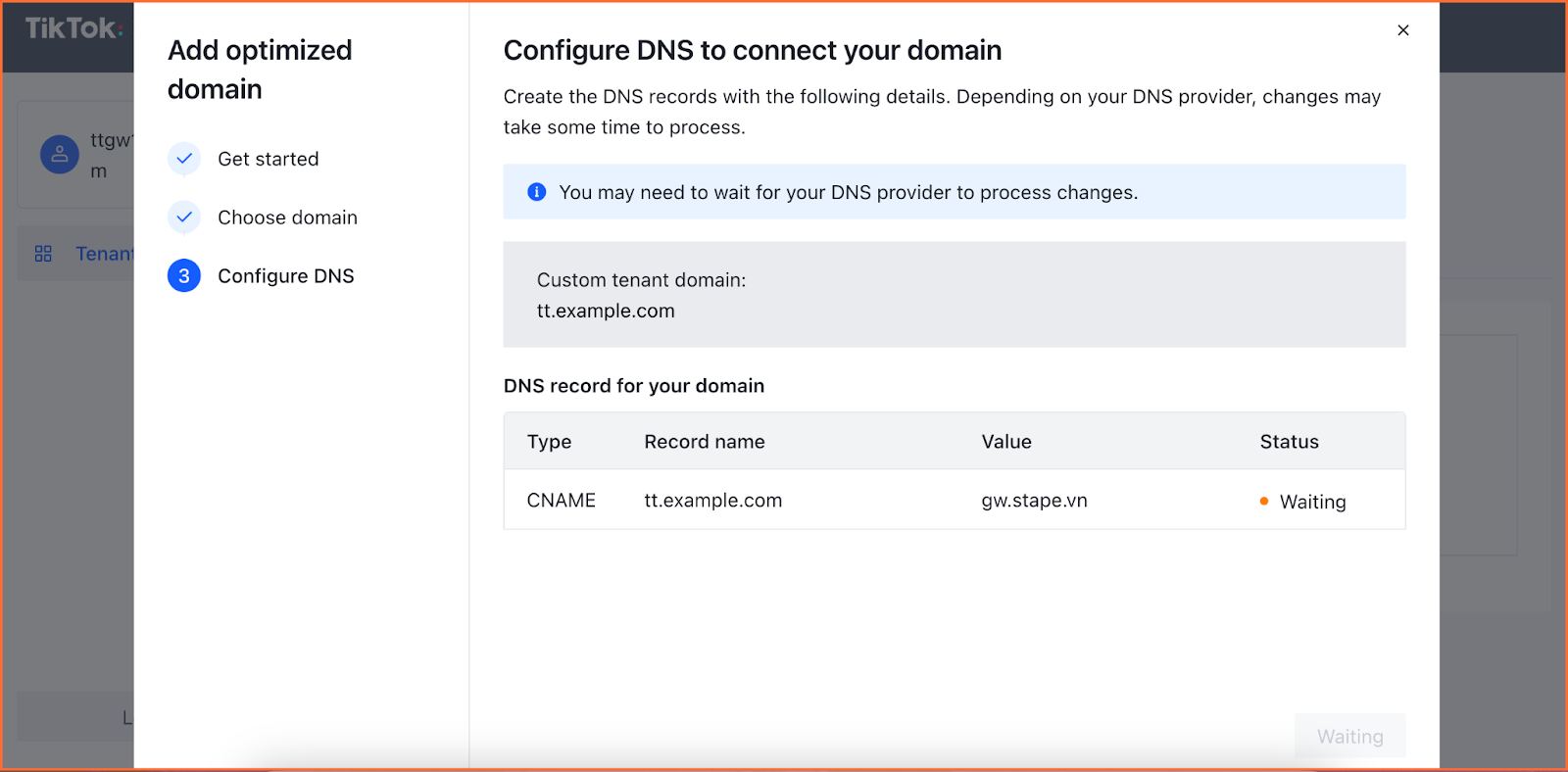 DNS records to configure