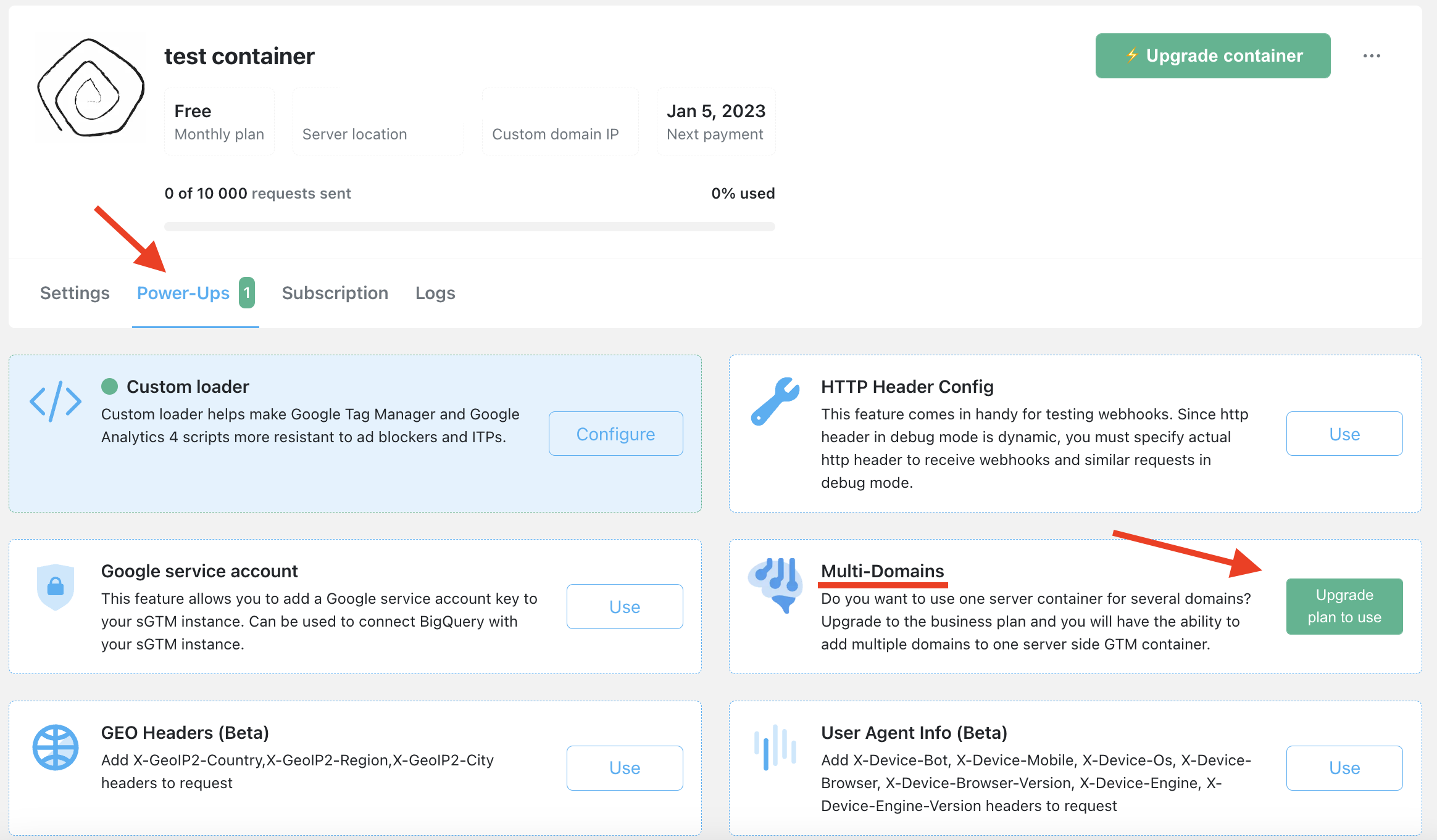 Using multiple domains and containers for sGTM with Stape