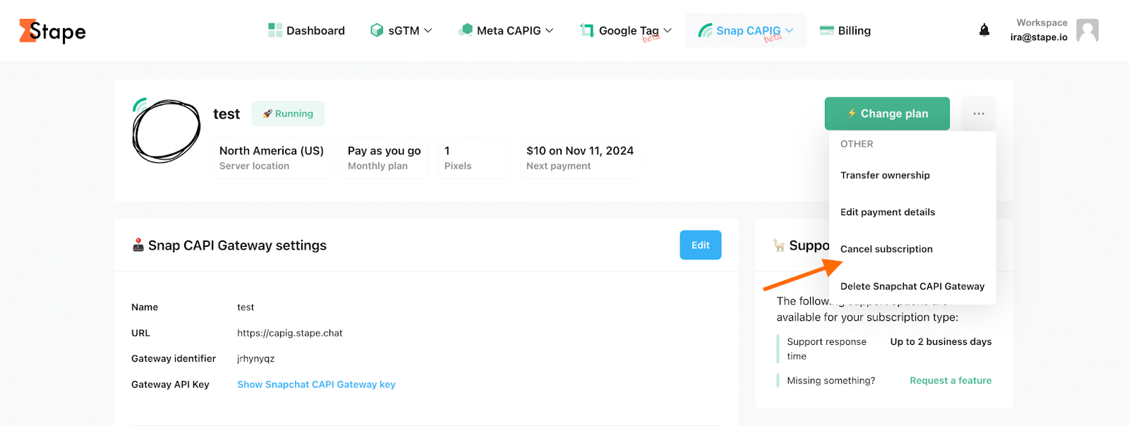 Click Cancel subscription