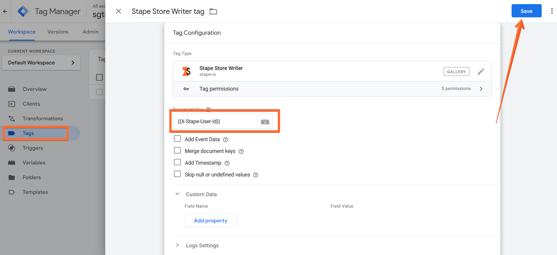 Configure the Stape Store Writer tag