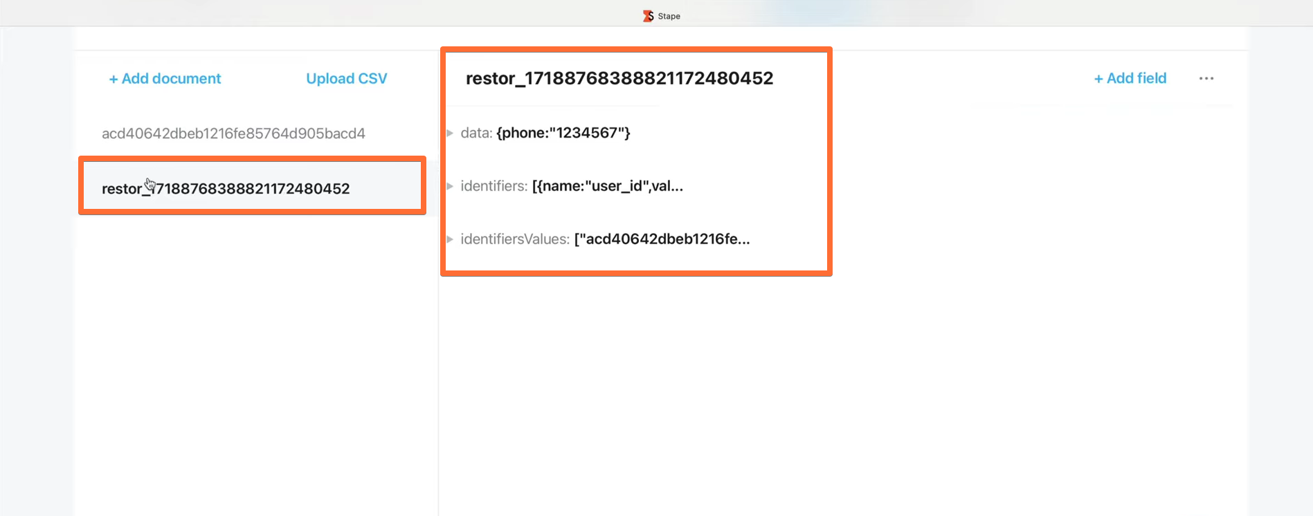 Testing Stape Store reStore